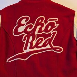 💎 VINTAGE Y2K Ecko Red Wool & Genuine Leather Varsity Jacket